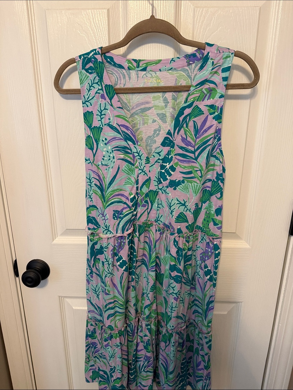 Women’s Lilly Pulitzer  Sleeveless Floral One-Piece Dress in Lavender and Teal